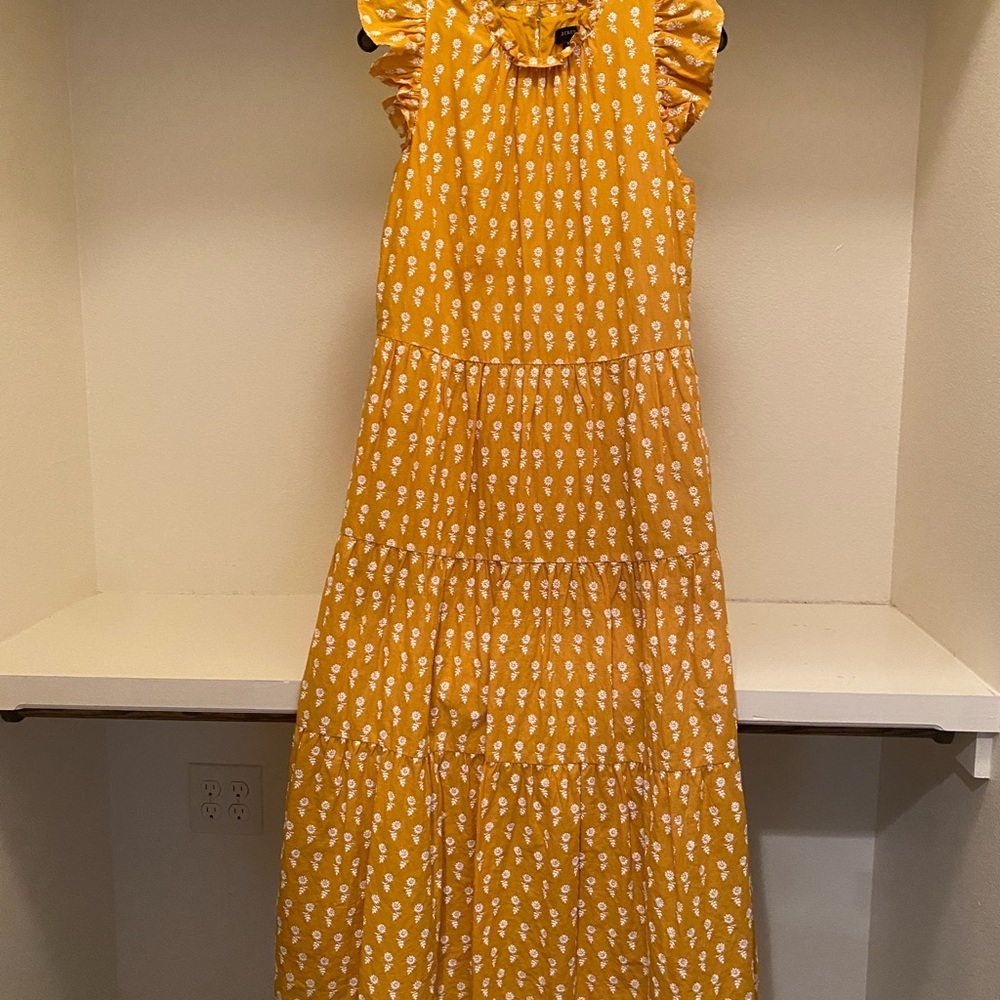 J. Crew Yellow Gold Ruffled Tiered Maxi Sundress